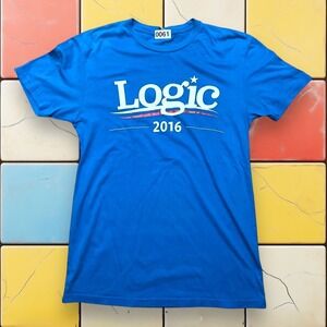 Logic301 President‎ Hip Hop Shirt Y2K Men S Blue Graphic Logo Rap Music Tee